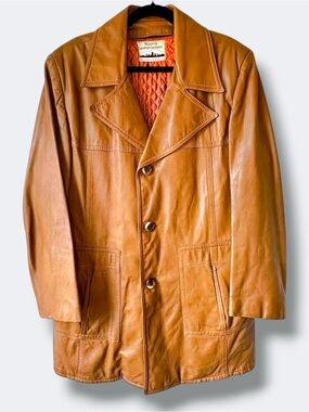 Vintage 70s Montreal Leather Garment Brown Car Coat - Men’s XL - Removable Liner